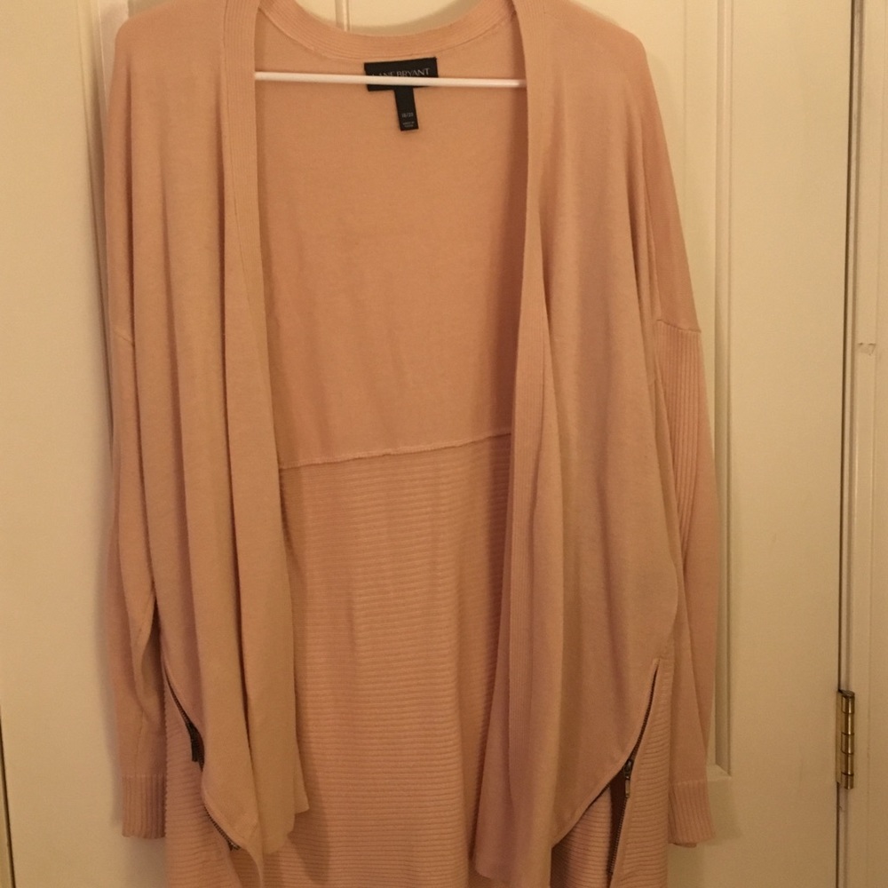 Blush colored open front cardigan